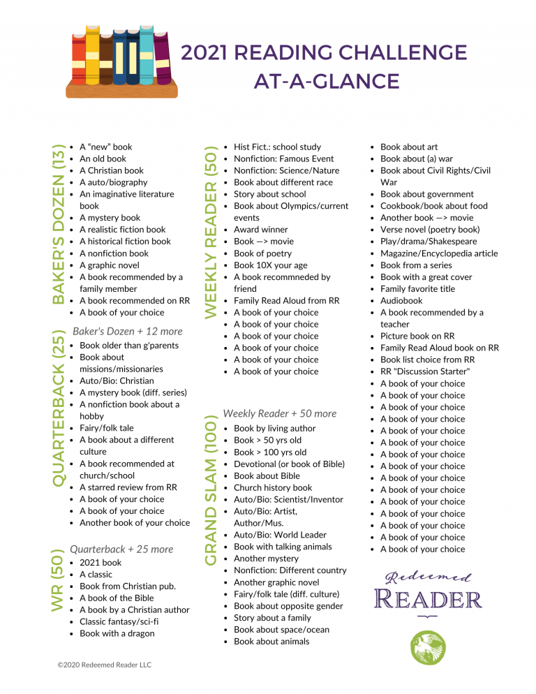 2021 Reading Challenge for Kids and Teens - Redeemed Reader