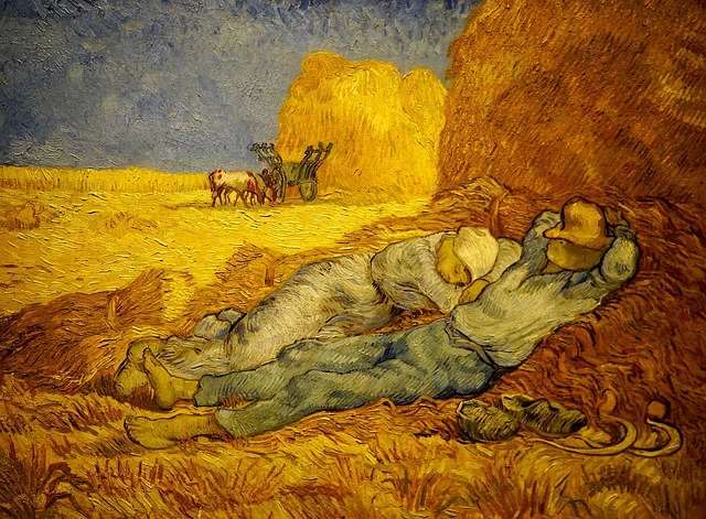 Van Gogh image of resting from work. What do you have in your hand?
